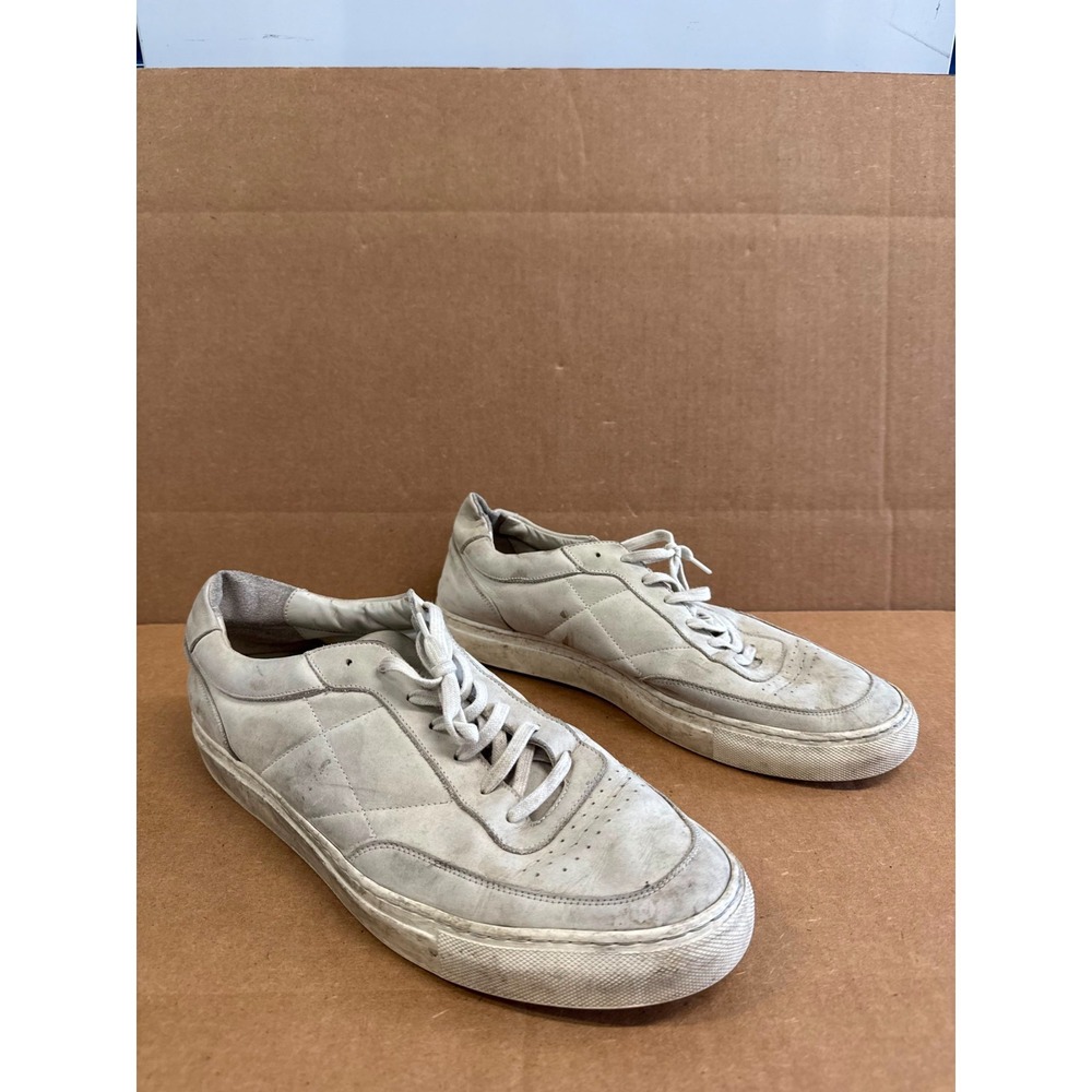 Common Projects Bball Low Lace Up Leather Sneakers White Mens Size 46